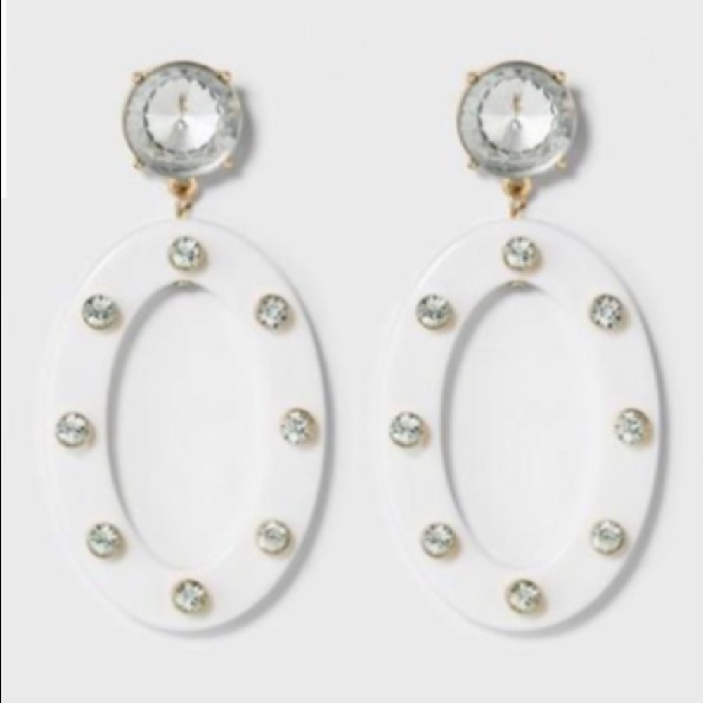 SugarFix Baublebar white oval rhinestone earrings